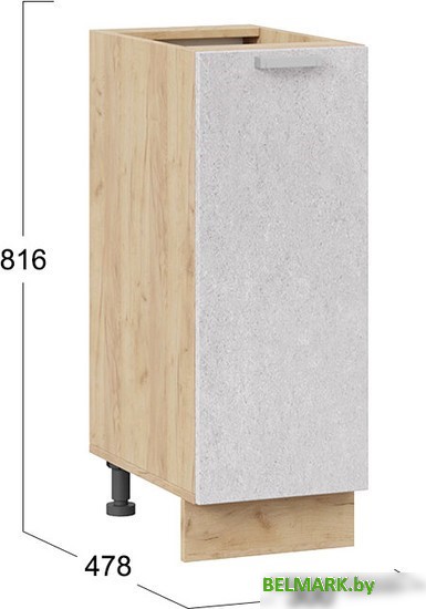 Шкаф напольный Трия Гранита 1Н3 (дуб крафт золотой/бетон снежный) - фото2