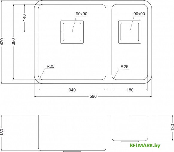 Кухонная мойка Oulin OL-0369L - фото2
