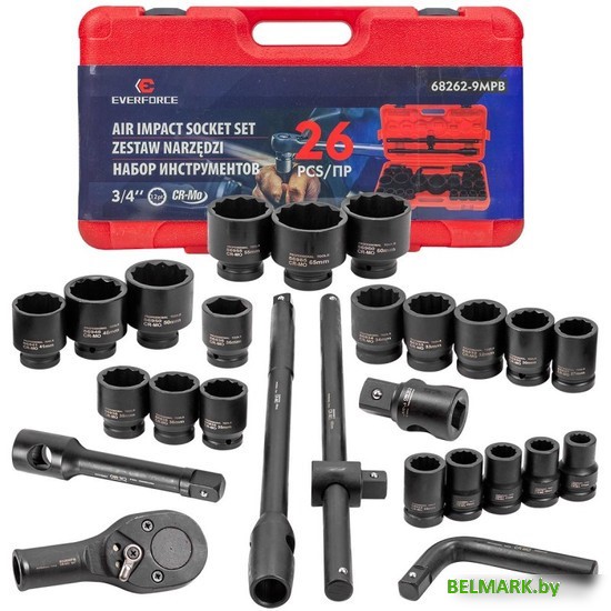 Набор трещотка с головками Everforce EF-68262-9MPB (26 предметов) - фото2