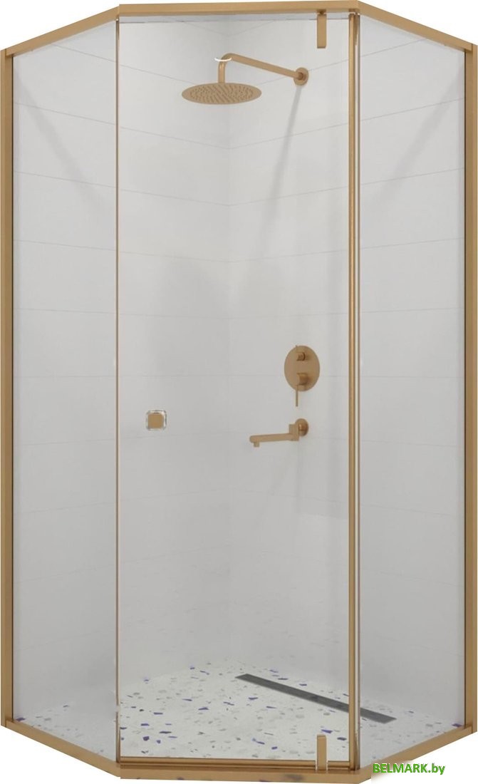 Душевой уголок RGW HO-088Gb 350608800-16 (золото браш/прозрачное стекло) - фото
