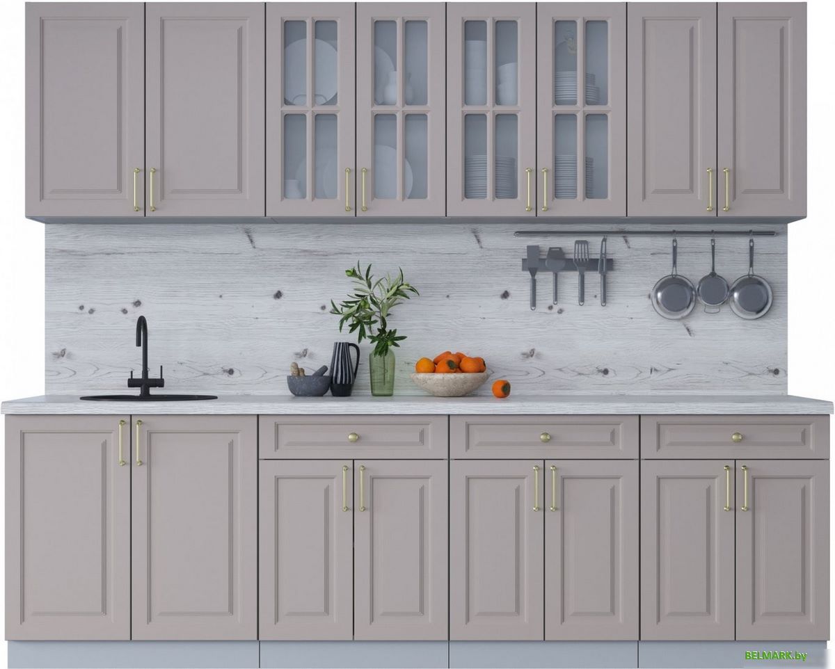 Готовая кухня Интерлиния Мила Шато 2.6А (луна/луна/бискайская сосна) - фото