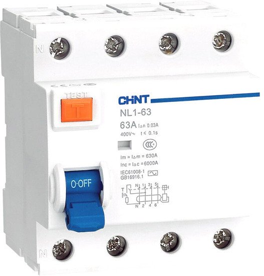 Устройство защитного отключения Chint NL1-63 4P 25А 30мА тип AC 6кА 200223 - фото