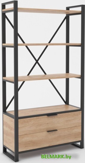 Стеллаж Hype Mebel Стандарт Люкс 50x200 (черный/дуб галифакс натуральный) - фото