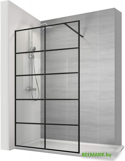 Душевая стенка Calani Soleo Walk In 80x195 CAL-K6030 (черный/прозрачное стекло) - фото