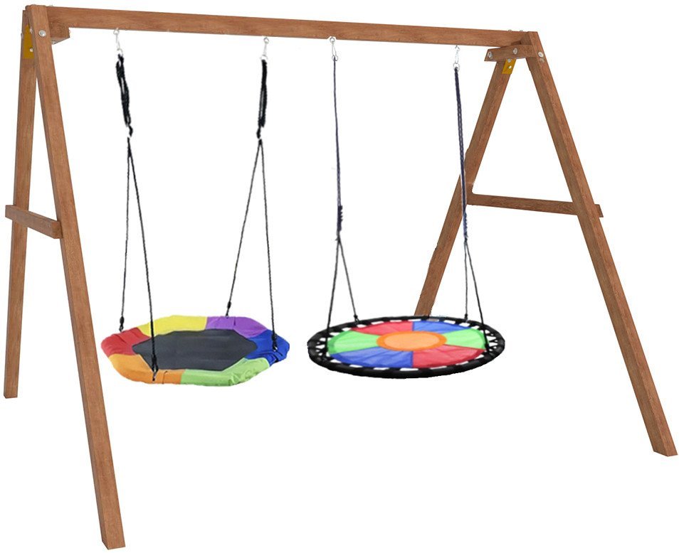 Стационарные качели Капризун Деревянные с гнездом Гексагон и круглым гнездом Свиби Р911-75 - фото2