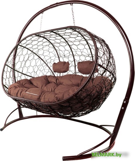 Подвесной диван M-Group Лежебока 11180205 (с коричневым ротангом/коричневая подушка) - фото