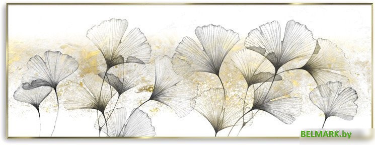 Картина на стекле Orlix Цветы в золоте GL-12909 50x125 см - фото