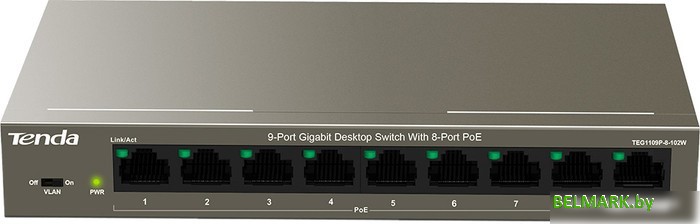 Неуправляемый коммутатор Tenda TEG1109P-8-102W - фото