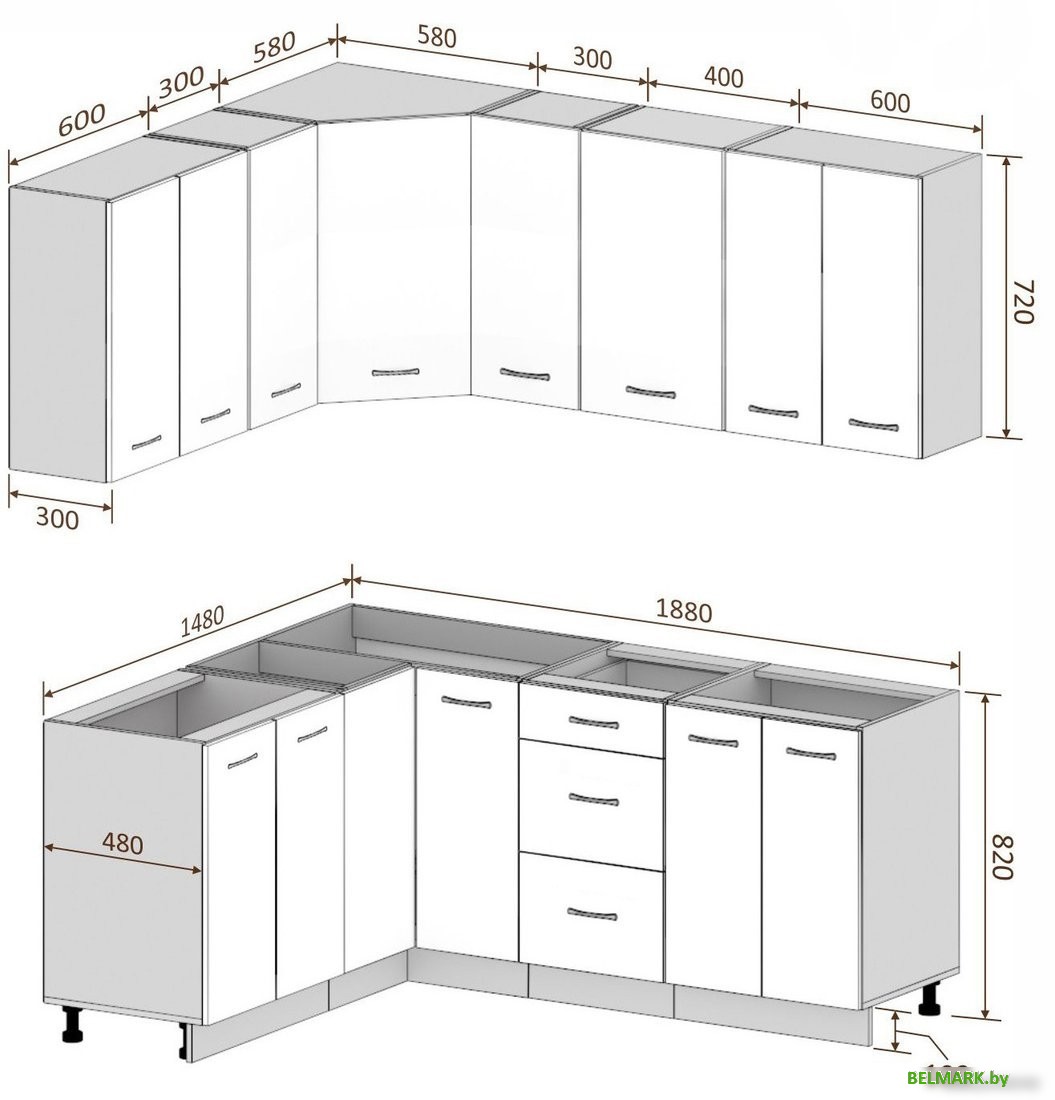 Готовая кухня Кортекс-мебель Корнелия Лира 1.5x1.9 без столешницы (дуб сонома) - фото2