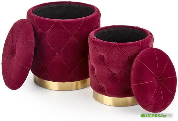 Пуфик Halmar Комплект POLLY 2 шт бордовый/золотой - фото2