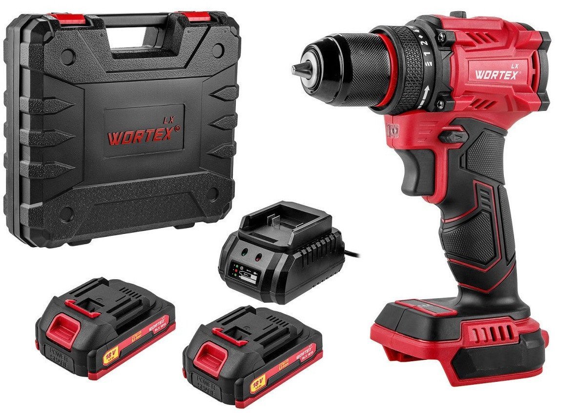 Дрель-шуруповерт Wortex LX BD 1815-1 Li ALL1 XLT 1333697 (с 2-мя АКБ, кейс) - фото