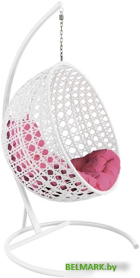 Подвесное кресло M-Group Круг Люкс 11060108 (белый ротанг/розовая подушка) - фото