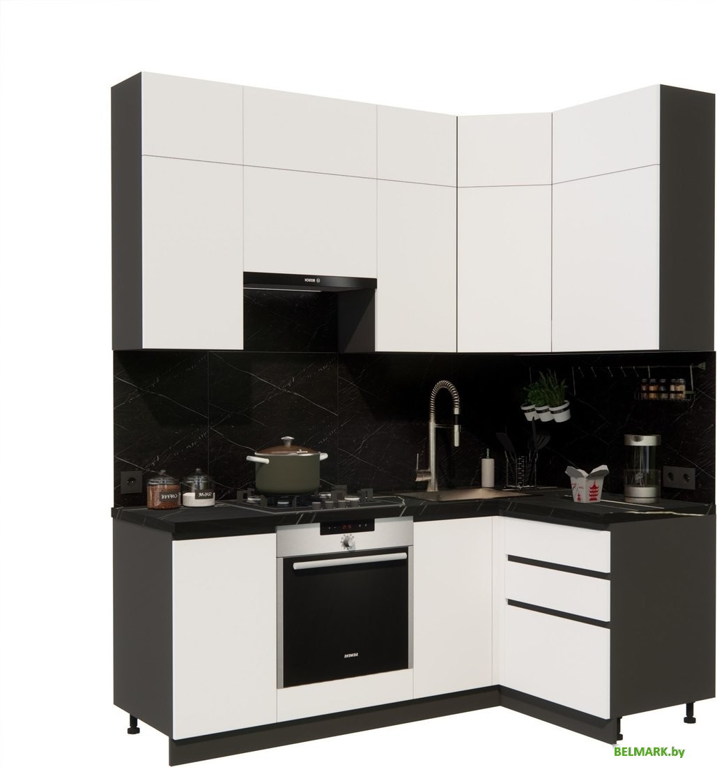 Готовая кухня ВерсоМебель Эко Премиум 1.2x2.0 правая (белый фасадный/ст. тунис) - фото