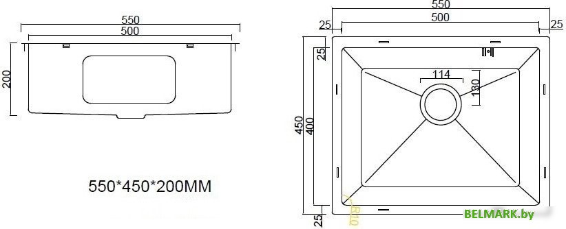 Кухонная мойка ARFEKA ECO AR 550*450 BLACK PVD NANO DECOR MILLET GRAINS - фото2