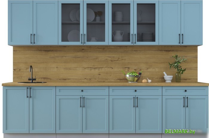 Готовая кухня Интерлиния Тренд 3.1А (океан/океан/дуб бунратти) - фото
