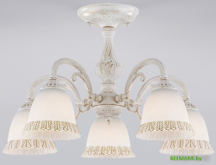 Люстра средней высоты Евросвет 60107/5 (Белый с золотом) - фото