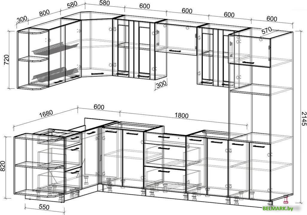 Готовая кухня Интерлиния Мила 1.68x3.0 левая без столешницы (бетон/бетон) - фото2