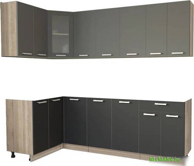 Готовая кухня Интерлиния Мила 12x24 без столешницы (серебристый/антрацит) - фото