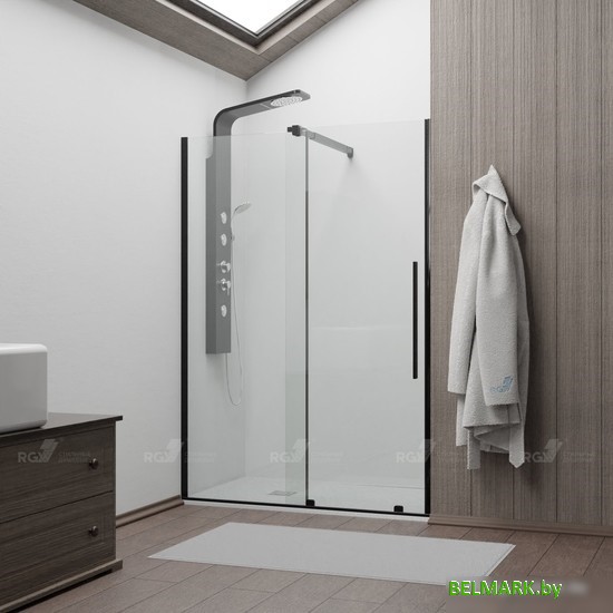 Душевая дверь RGW TO-18B 41071810-14 100 (черный/прозрачное стекло) - фото