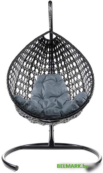 Подвесное кресло M-Group Капля Люкс 11030409 (черный ротанг/серая подушка) - фото