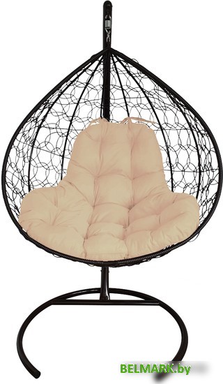 Подвесное кресло M-Group XL 11120401 (черный ротанг/бежевая подушка) - фото