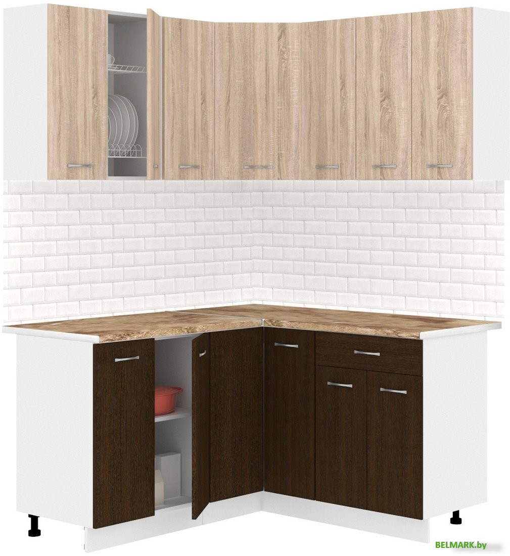 Готовая кухня Кортекс-мебель Корнелия Лира 1.5x1.5 (дуб сонома/венге/мадрид) - фото