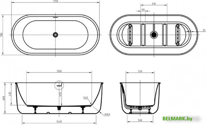 Ванна BelBagno BB709-1700-780 - фото2