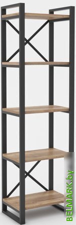 Стеллаж Hype Mebel Стандарт 50x170 (черный/дуб галифакс натуральный) - фото