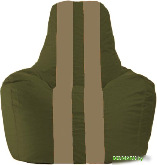 Кресло-мешок Flagman Спортинг С1.1-52 (тёмно-оливковый/бежевый) - фото