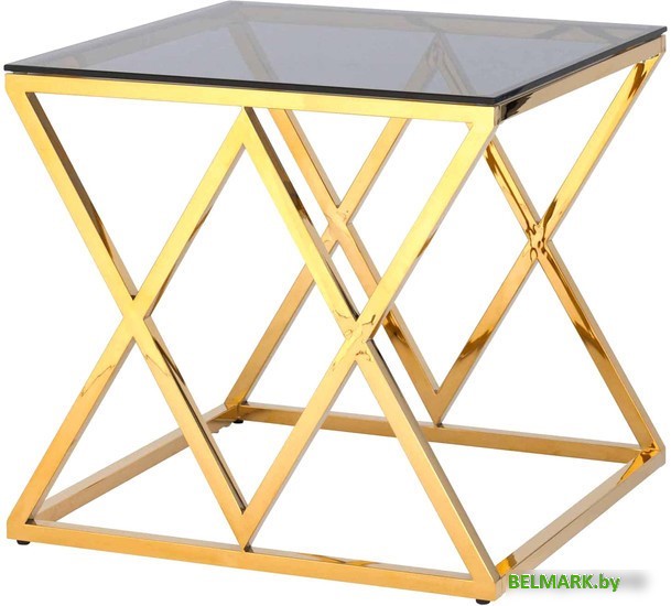 Журнальный столик Stool Group Инсигния 55x55 EET-026-TG-SK (стекло smoke/сталь золото) - фото