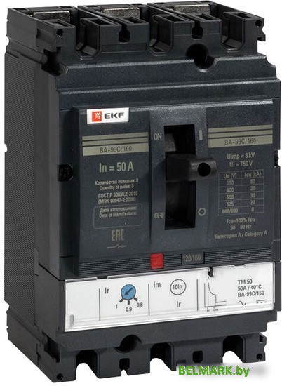 Выключатель автоматический EKF PROxima ВА-99C 16050А 3P 36кА mccb99C-160-50 - фото