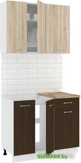 Готовая кухня Кортекс-мебель Корнелия Лира-лайт 1м (дуб сонома/венге/мадрид) - фото