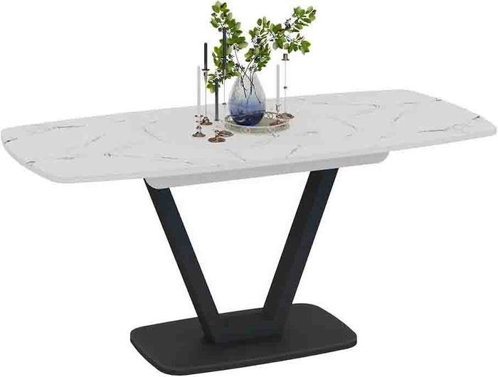 Кухонный стол Трия Сингапур Тип 1 (черный муар/стекло белый мрамор) - фото2