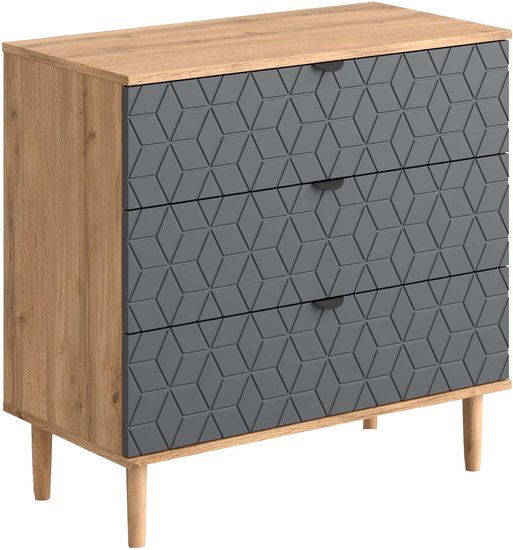 Комод Мебельград Денвер 3 ящика (дуб вотан/графит) - фото