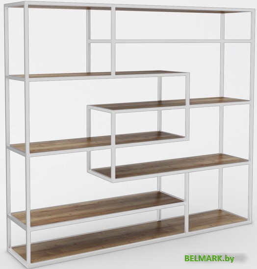 Стеллаж Hype Mebel Зиг-Заг 170x150 (белый/дуб галифакс олово) - фото