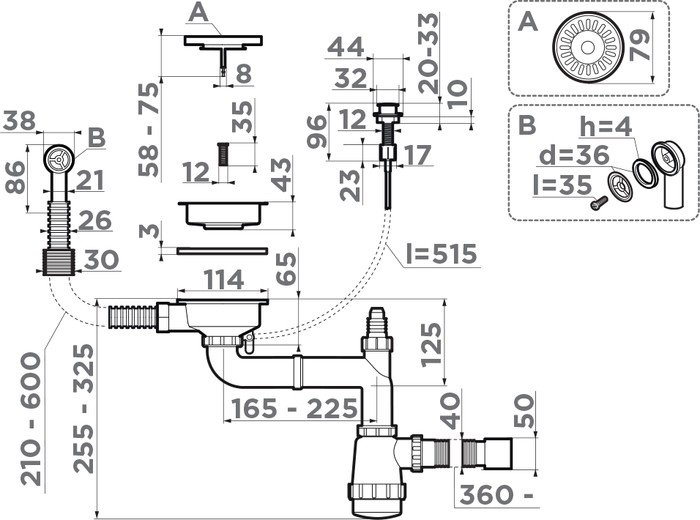 Сифон Omoikiri WK-1-CL-R-A AB - фото2