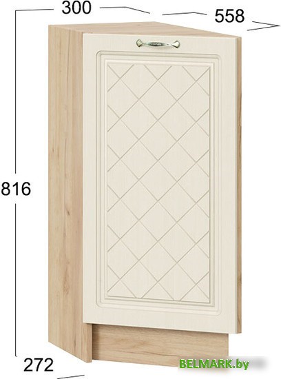 Шкаф напольный Трия Бьянка 1Н3Т (дуб крафт золотой/дуб ваниль) - фото2