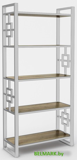 Стеллаж Hype Mebel Квадро 50x200 (белый/дуб галифакс олово) - фото