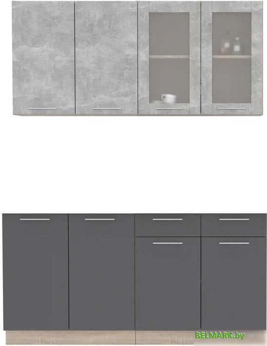 Готовая кухня Интерлиния Мила 16 без столешницы (бетон/антрацит) - фото