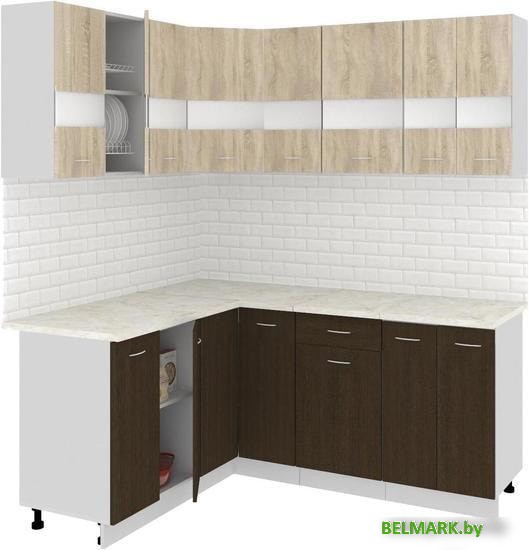 Угловая кухня Кортекс-мебель Корнелия Экстра 1.5x1.8м (дуб сонома/венге/марсель) - фото