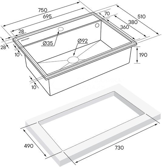 Кухонная мойка Paulmark Stepia 80 PM117551-WH (белый) - фото2