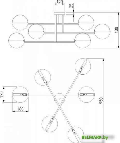 Люстра средней высоты Евросвет Grazia 70148/6 черный/золото - фото2