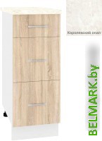 Шкаф напольный Кортекс-мебель Корнелия Лира НШ30р3ш (дуб сонома/королевский опал) - фото