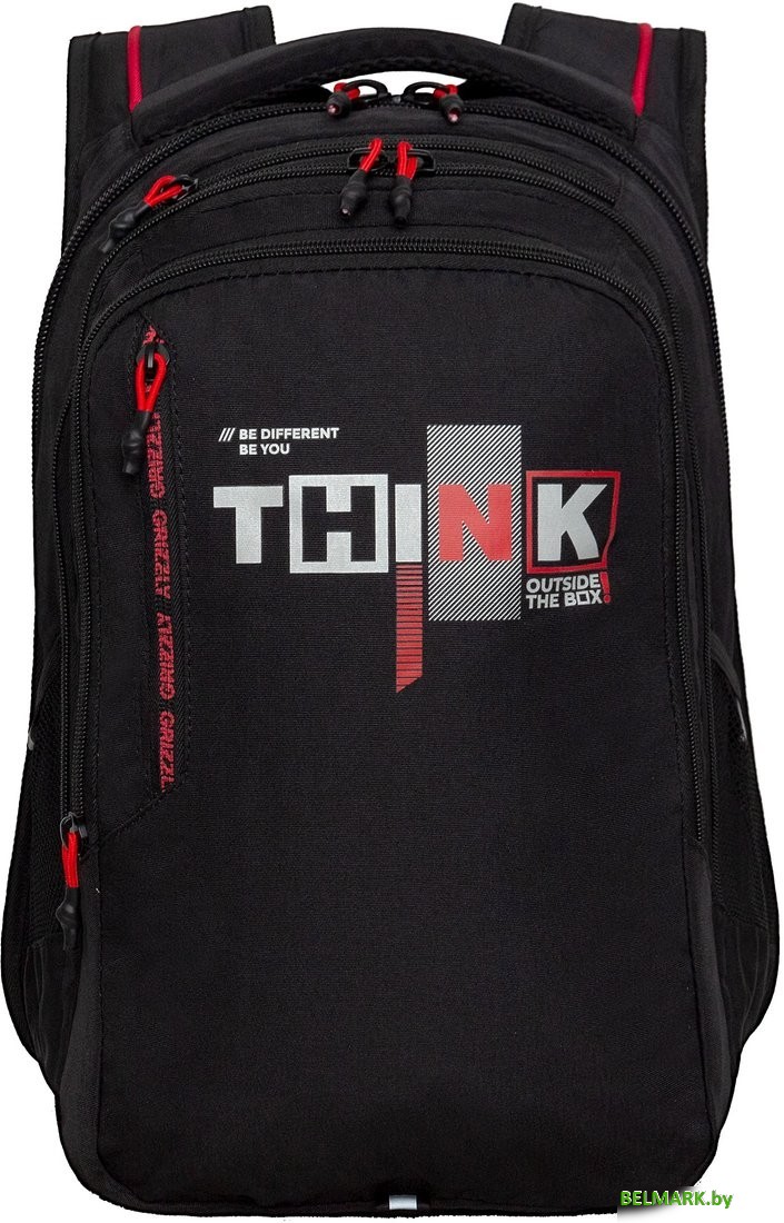 Городской рюкзак Grizzly RU-438-1 (черный/красный) - фото2