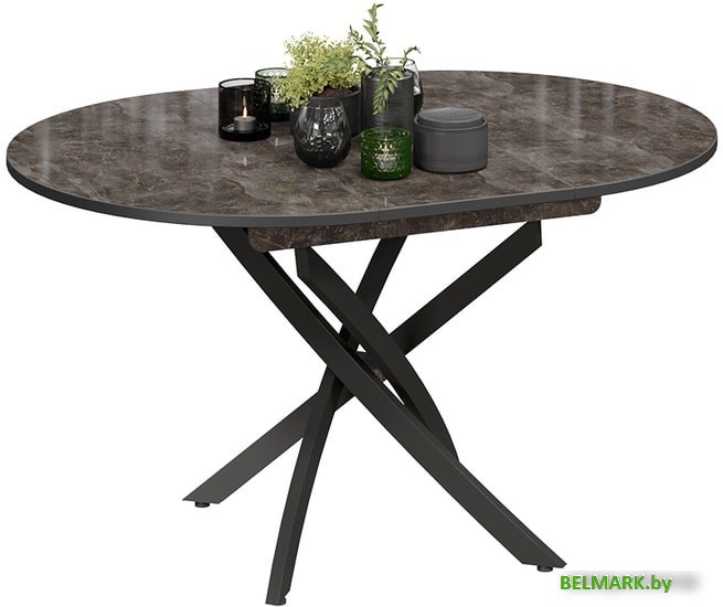 Кухонный стол Трия Diamond тип 3 (черный муар/ателье темный глянец) - фото2