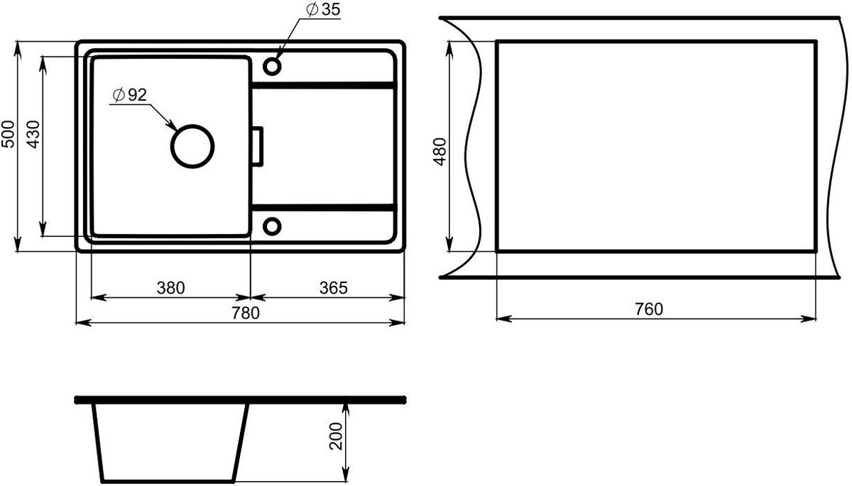 Кухонная мойка Granula 7804 (песок) - фото2