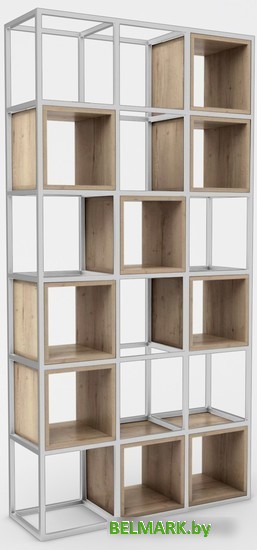 Стеллаж Hype Mebel Грос 105x175 (белый/дуб галифакс натуральный) - фото