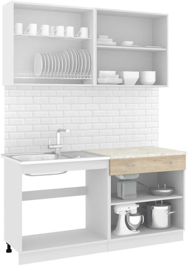 Готовая кухня Кортекс-мебель Корнелия Лира-лайт 1.6м (дуб сонома/королевский опал) - фото2