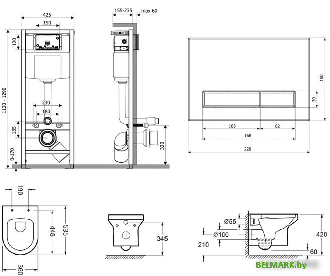 Унитаз Lavinia Boho Relfix Grance Hill Rimless 6 в 1 87561001 (белый пластик) - фото2
