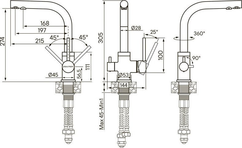 Смеситель Paulmark Essen ES213011-DG (серый/графит) - фото2